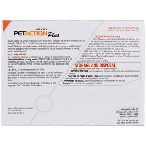 PetAction Plus, For Cats, 3 Doses - 0.017 fl oz Each