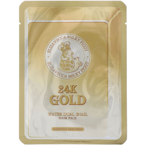 Elizavecca, Milky Piggy, 24k Gold Water Dual Snail Mask Pack, 10 Sheets, 0.88 oz (25 g) Each