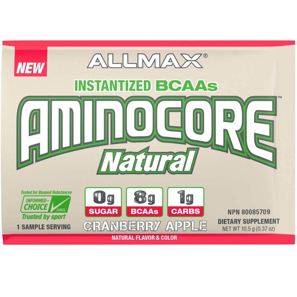 ALLMAX Nutrition, AMINOCORE Natural, Instantized BCAAs, Cranberry Apple, 10.5 g (0.37 oz)