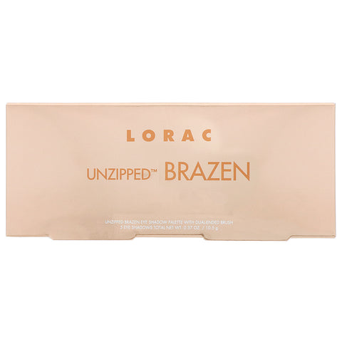 Lorac, Unzipped Brazen Eye Shadow Palette with  Dual-Ended  Brush, 0.37 oz (10.5 g)