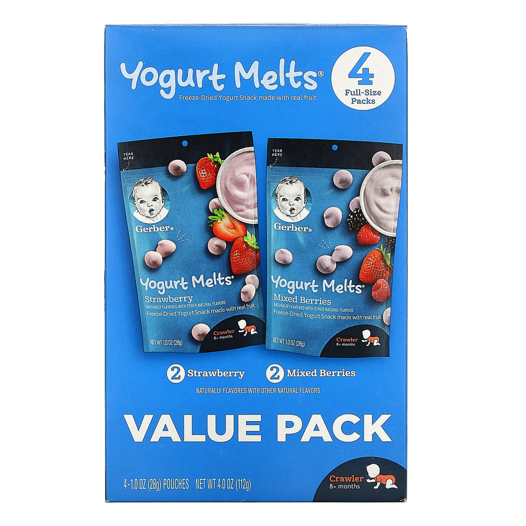 Gerber, Yogurt Melts, 8+ Months, Strawberry & Mixed Berries,  4 Packs, 1.0 oz (28 g) Each