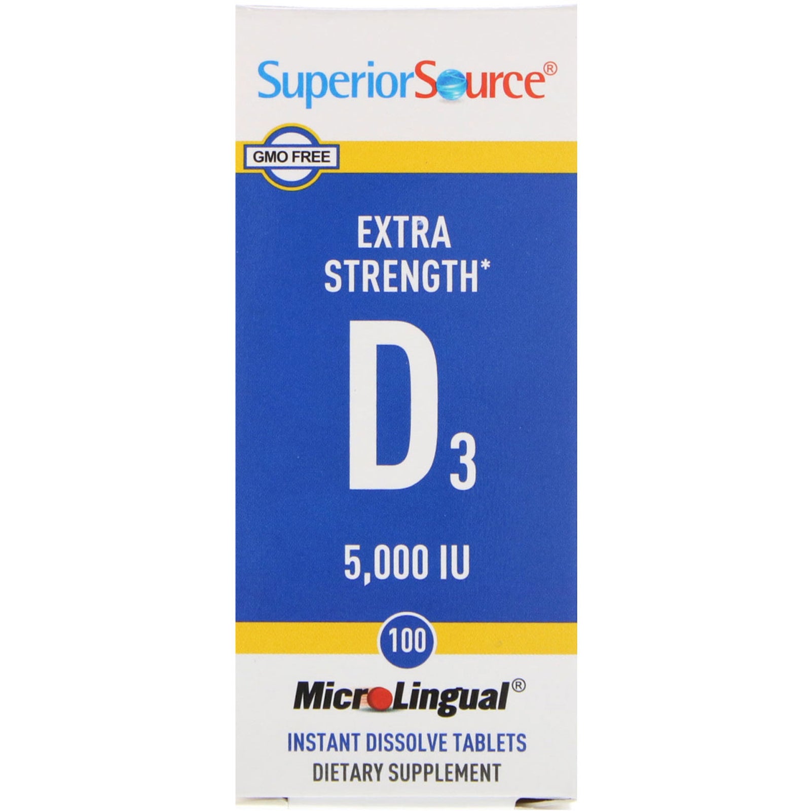 Superior Source, Extra Strength Vitamin D3, 125 mcg (5,000 IU), 100 MicroLingual Instant Dissolve Tablets