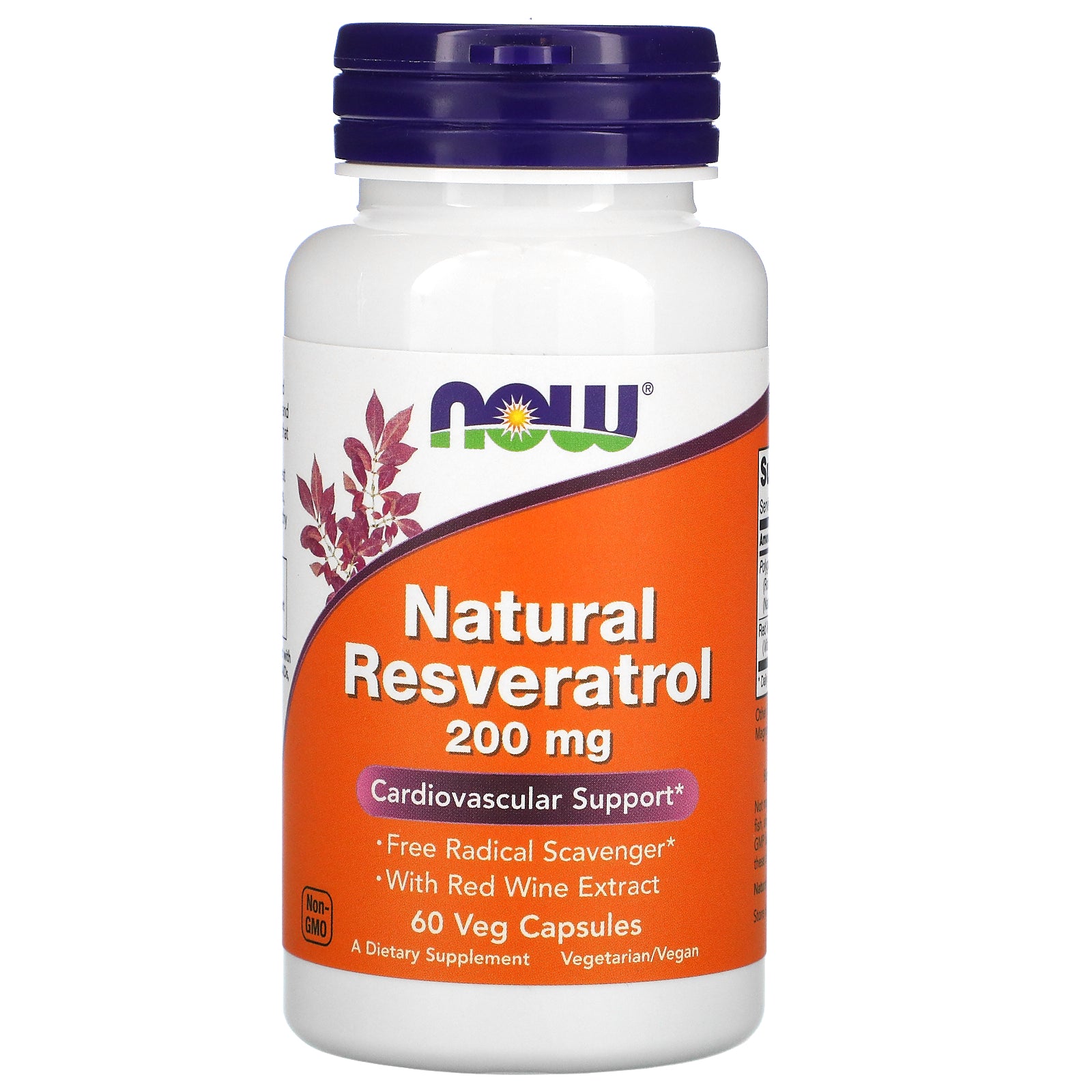 Now Foods, Natural Resveratrol, 200 mg, 60 Veg Capsules