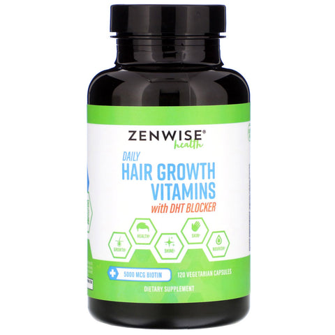 Zenwise Health, Daily Hair Growth Vitamins with DHT Blocker, 120 Vegetarian Capsules