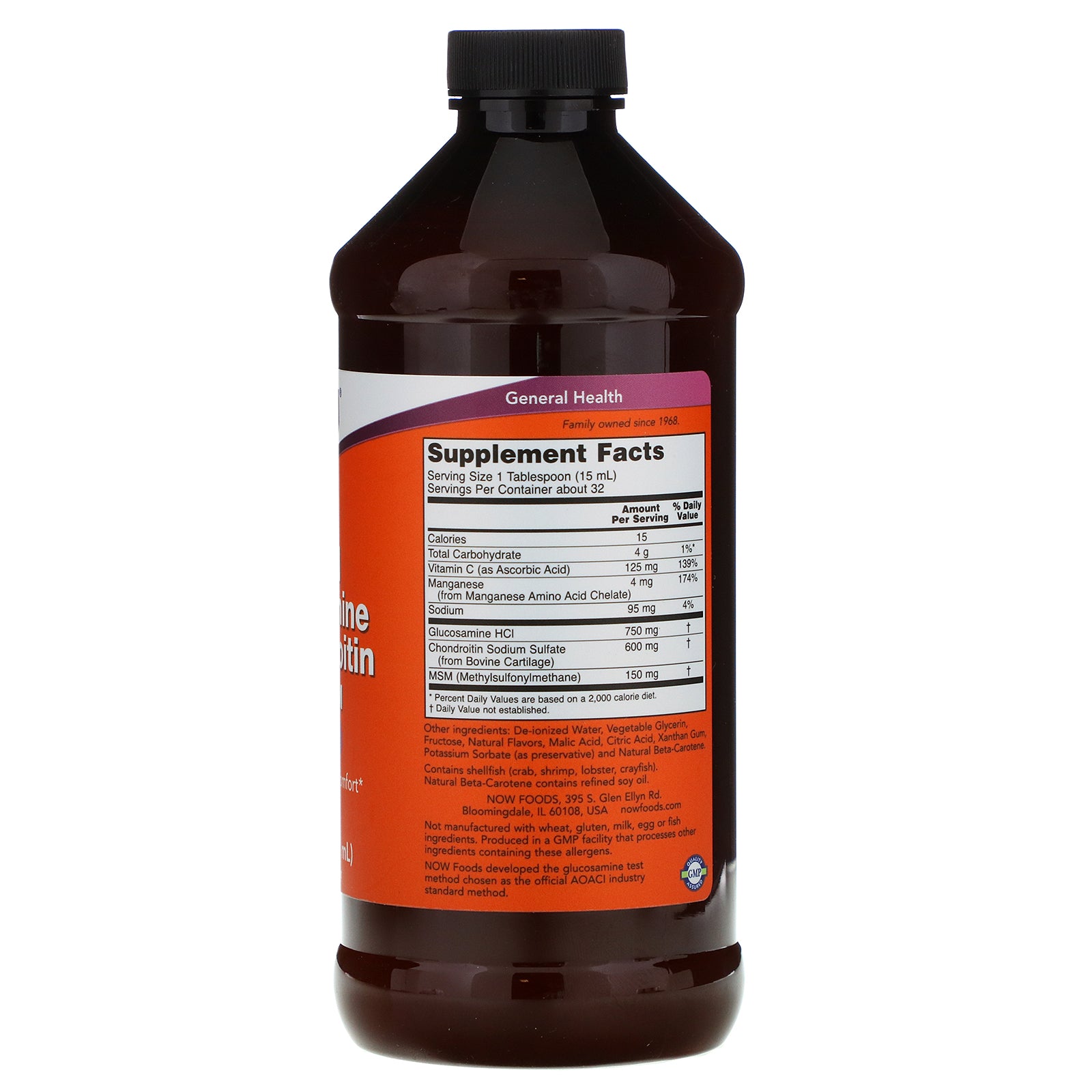 Now Foods, Liquid Glucosamine & Chondroitin with MSM, 16 fl oz (473 ml)