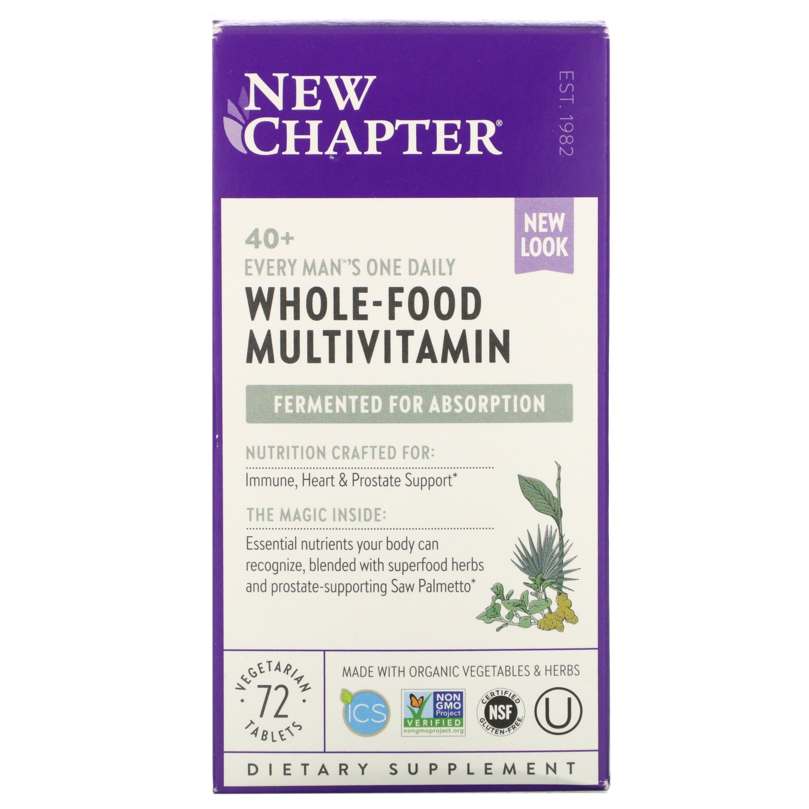 New Chapter, 40+ Every Man's One Daily Whole-Food Multivitamin, 72 Vegetarian Tablets