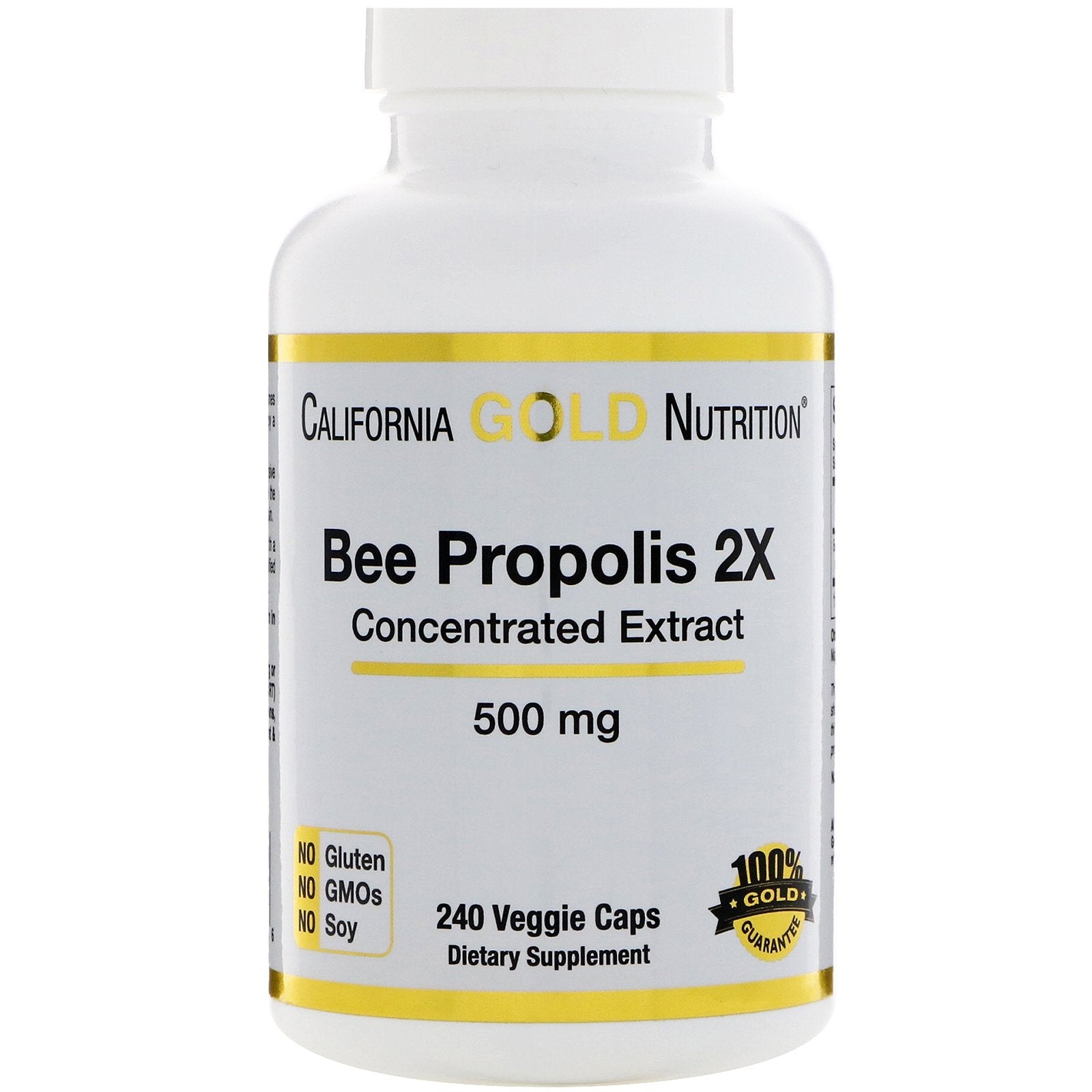 California Gold Nutrition, Bee Propolis 2X, Concentrated Extract, 500 mg, 240 Veggie Caps