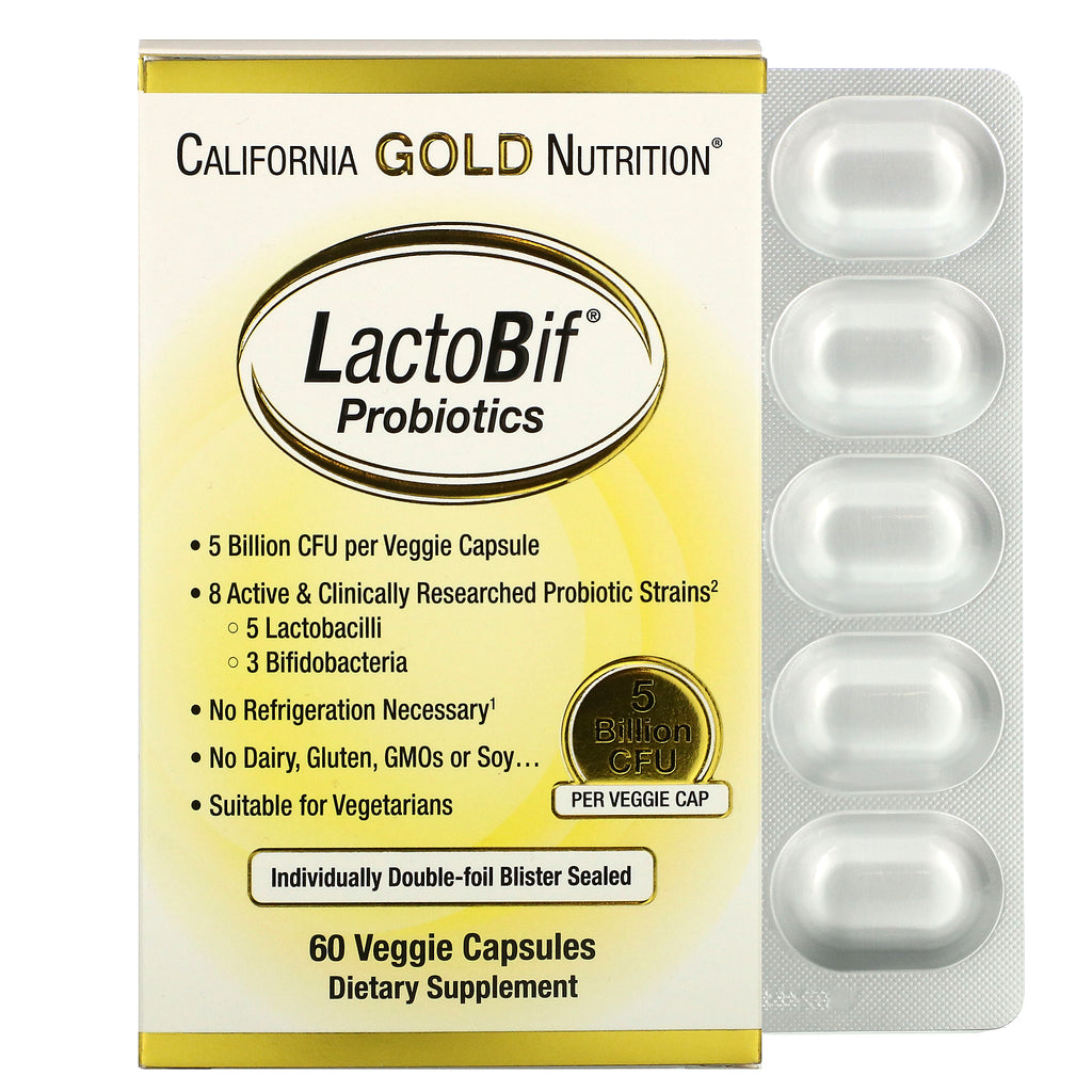 California Gold Nutrition, LactoBif Probiotics, 5 Billion CFU, 60 Veggie Capsules