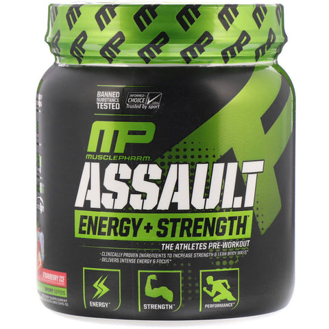 MusclePharm, Assault Energy + Strength, Pre-Workout, Strawberry Ice, 0.76 lbs  (345 g)