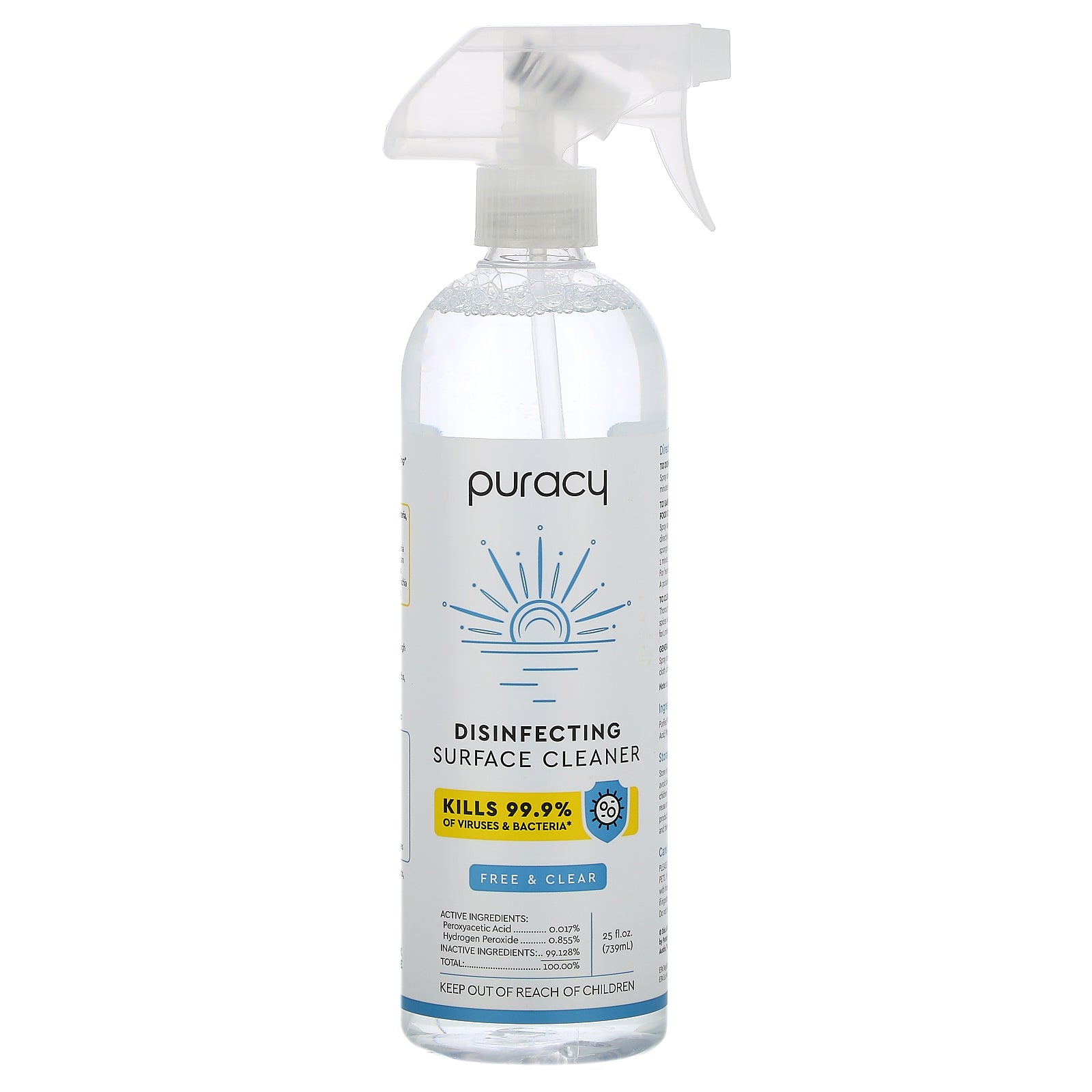 Puracy, Disinfectant Surface Cleaner, Free & Clear, 25 fl oz (739 ml)