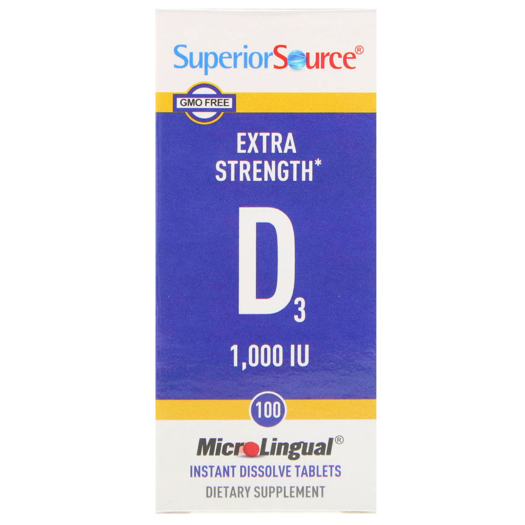Superior Source, Extra Strength Vitamin D3, 25 mcg (1,000 IU), 100 MicroLingual Instant Dissolve Tablets