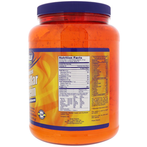 Now Foods, Sports, Micellar Casein, Instantized, Natural Unflavored, 1.8 lbs (816 g)
