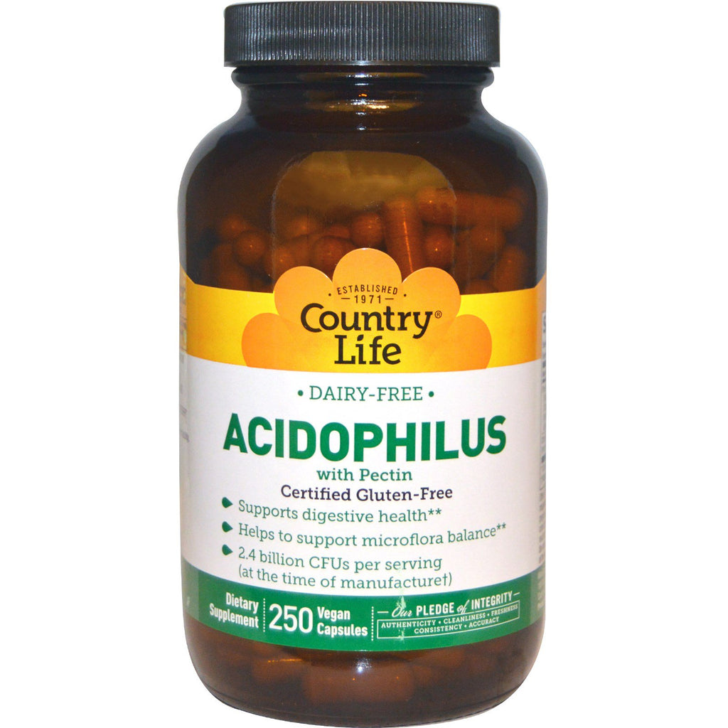Country Life, Acidophilus with Pectin, 250 Veggie Capsules