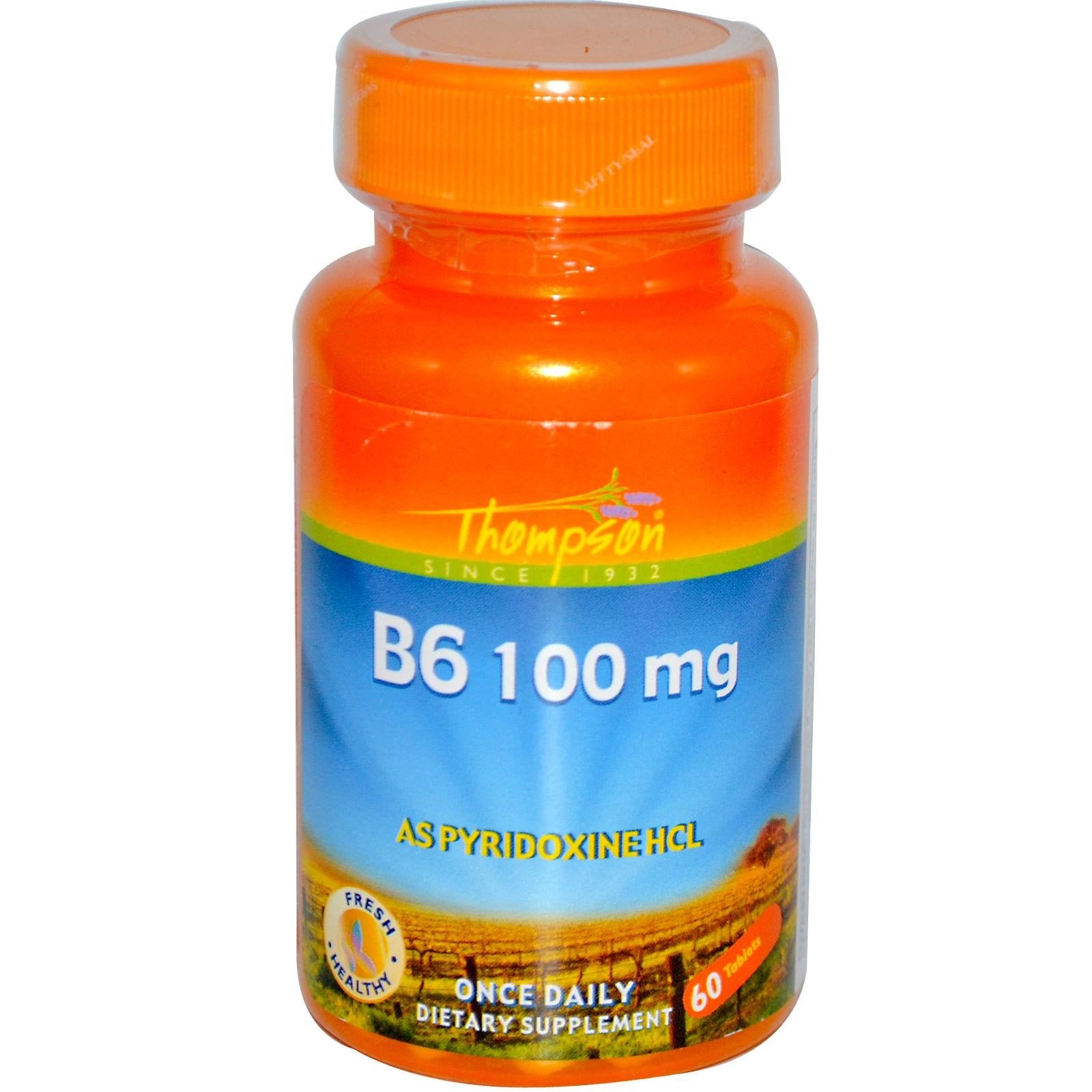 Thompson, B6, 100 mg, 60 Tablets