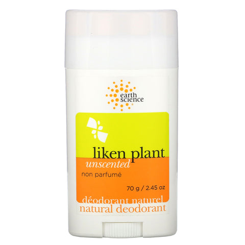 Earth Science, Natural Deodorant, Liken Plant, Unscented, 2.45 oz (70 g)
