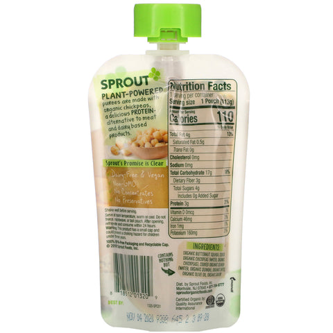 Sprout Organic, Baby Food, 8 Months & Up, Butternut Chickpea, Quinoa & Dates, 4 oz (113 g)