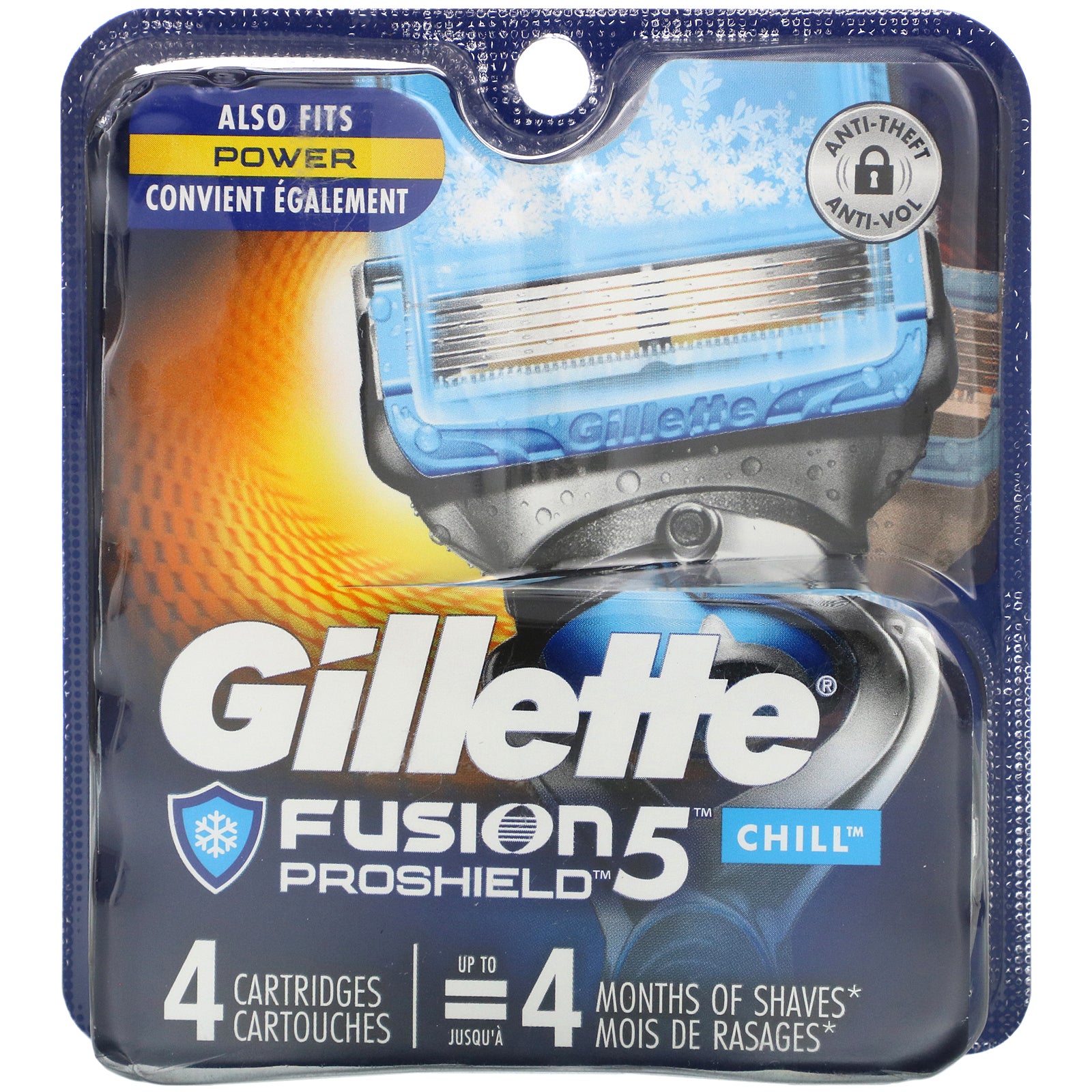 Gillette, Fusion5 Proshield, Chill, 4 Cartridges