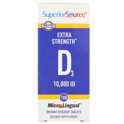 Superior Source, D3, Extra Strength, MicroLingual, 250 mcg (10,000 IU), 100 Tablets