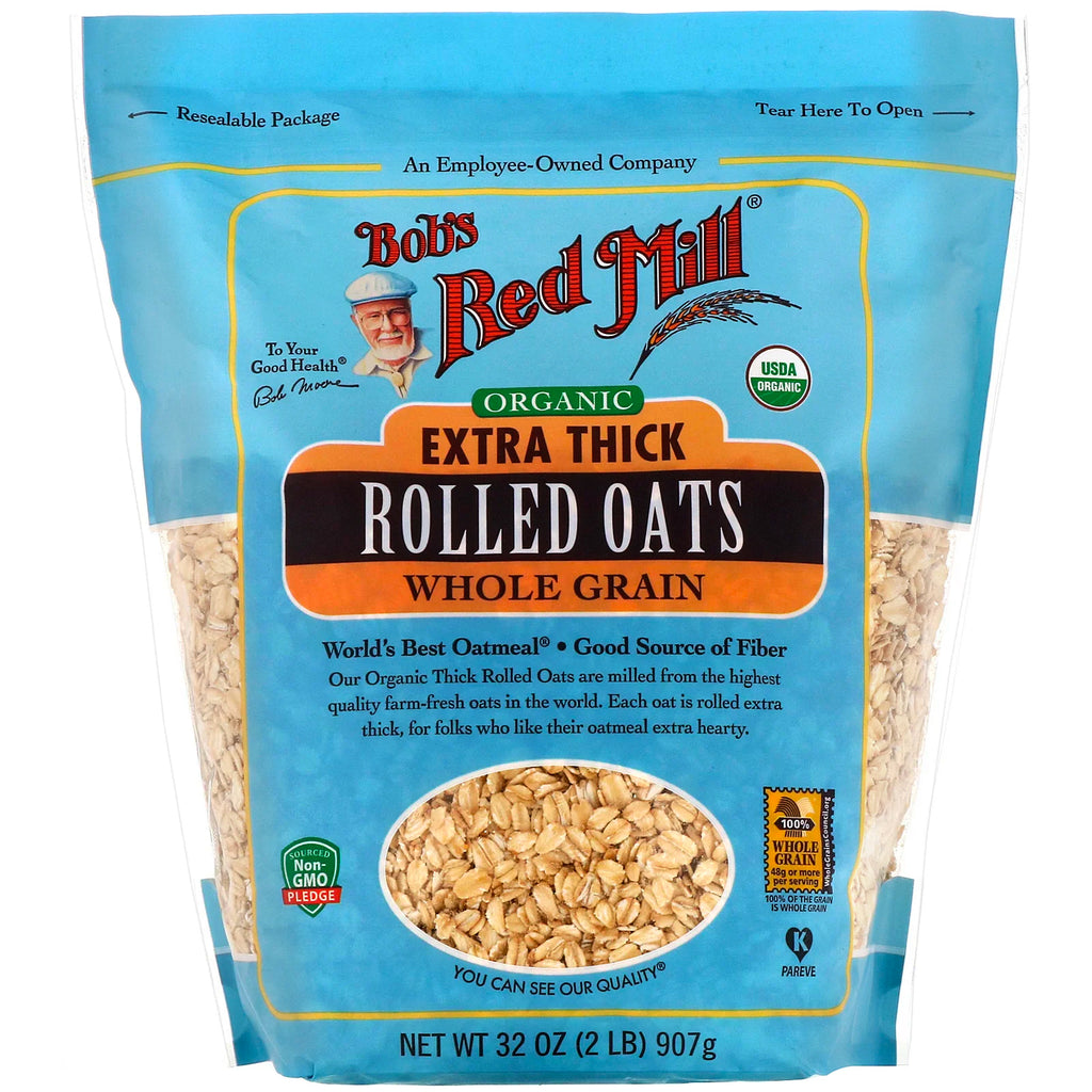 Bob's Red Mill, Organic Extra Thick Rolled Oats, Whole Grain, 32 oz (907 g)