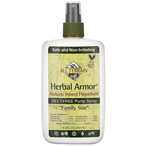 All Terrain, Herbal Armor, Natural Insect Repellent, Deet-Free Pump Spray, 8.0 fl oz (240 ml)