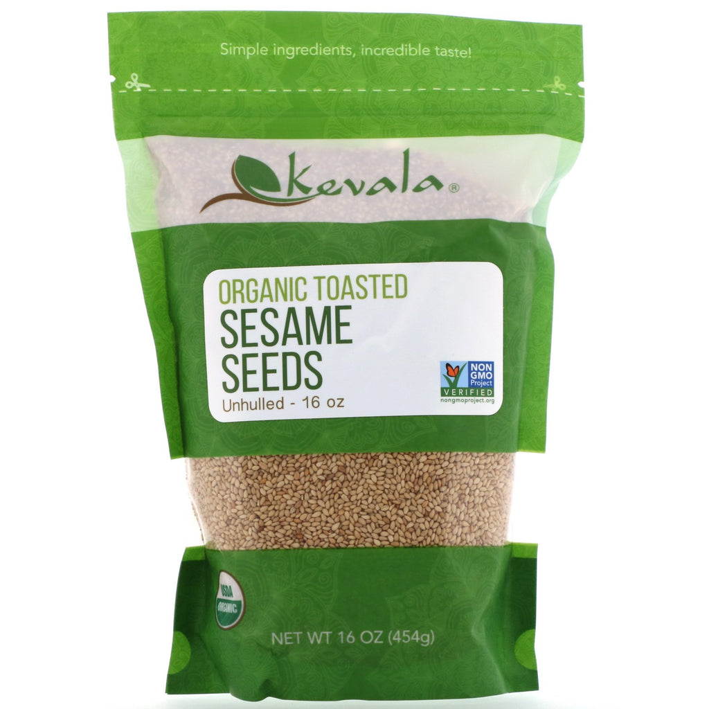 Kevala, Organic Toasted Sesame Seeds, Unhulled, 16 oz (454 g)