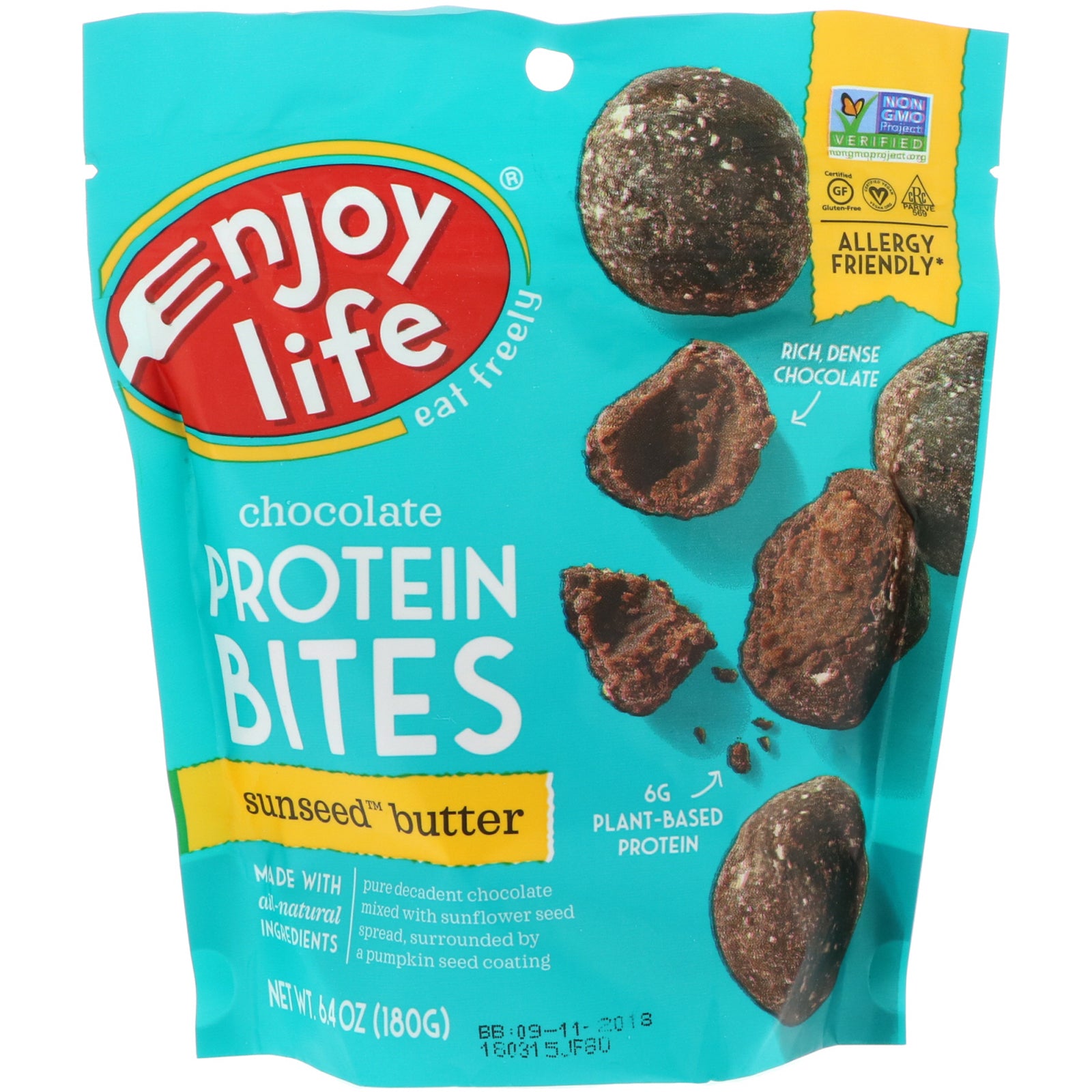 Enjoy Life Foods, Chocolate Protein Bites, Sunseed Butter, 6.4oz (180g)