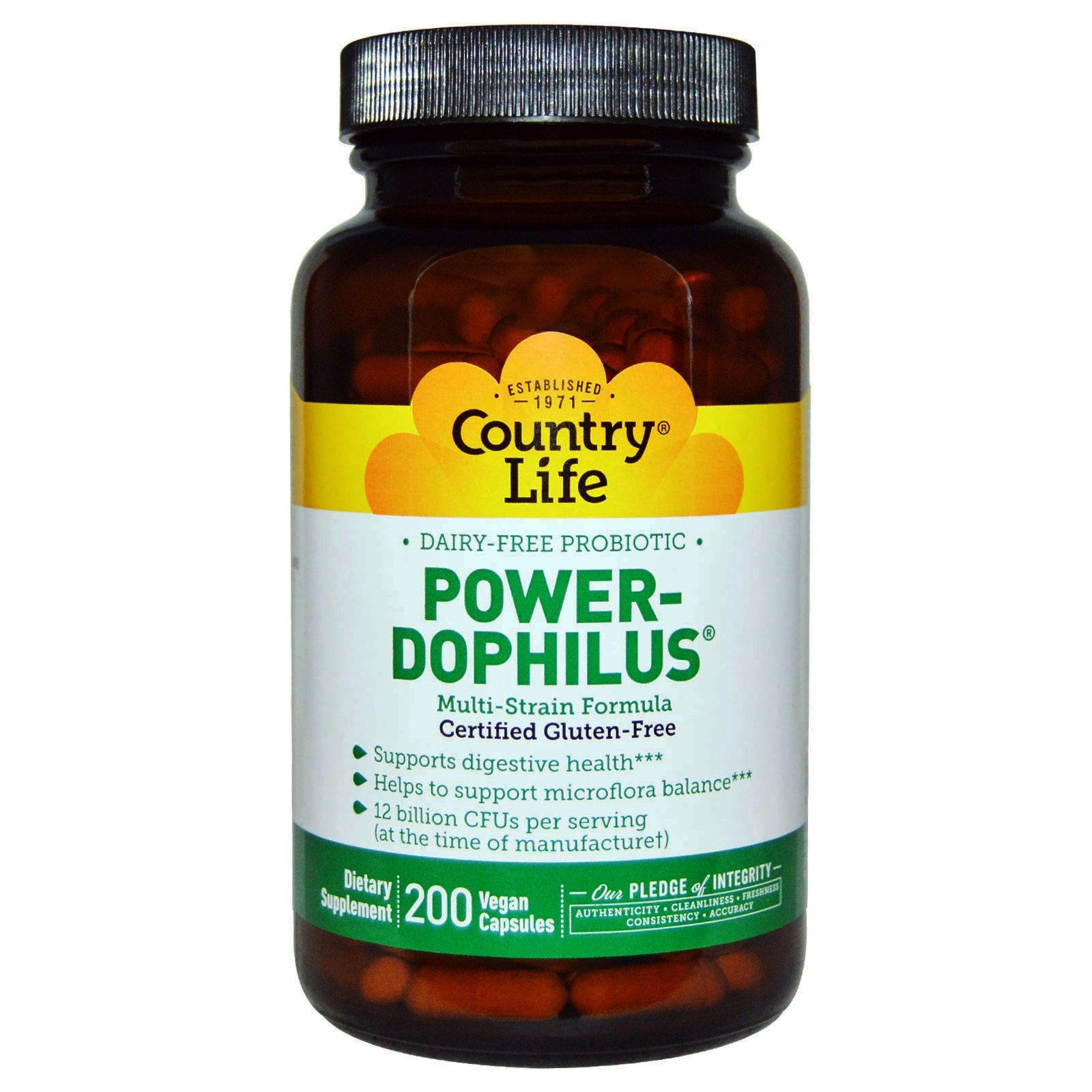 Country Life, Dairy-Free Probiotic, Power-Dophilus, 200 Vegan Capsules