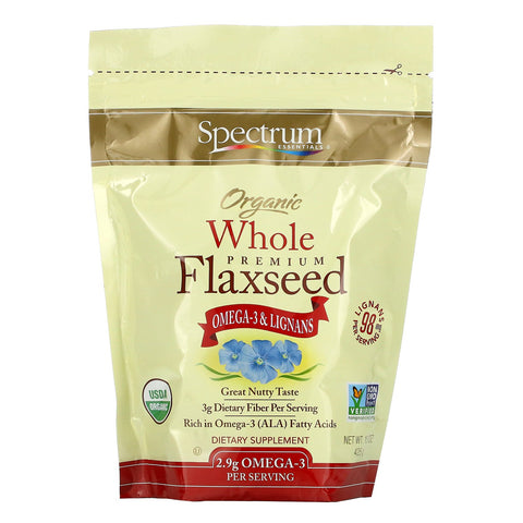 Spectrum Essentials, Organic Whole Premium Flaxseed, 15 oz (425 g)