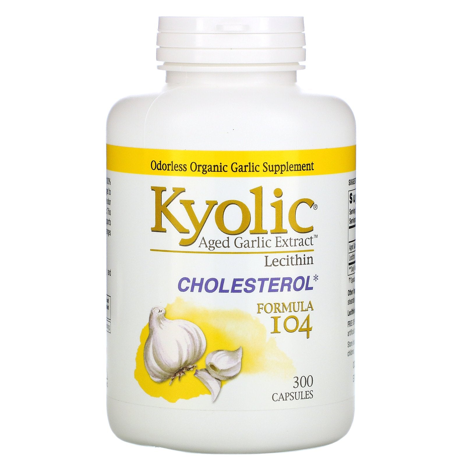 Kyolic, Aged Garlic Extract with Lecithin, Cholesterol Formula 104, 300 Capsules