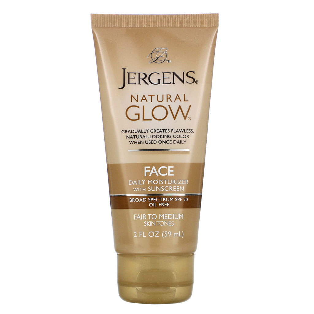 Jergens, Natural Glow, Face Daily Moisturizer, SPF 20, Fair to Medium, 2 fl oz (59 ml)