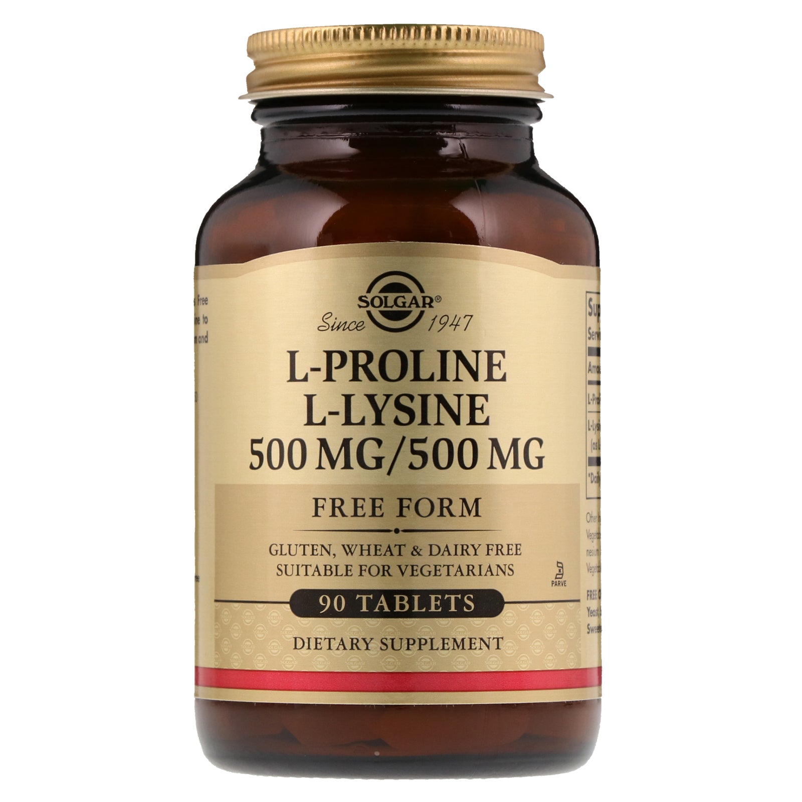 Solgar, L-Proline & L-Lysine, 90 Tablets