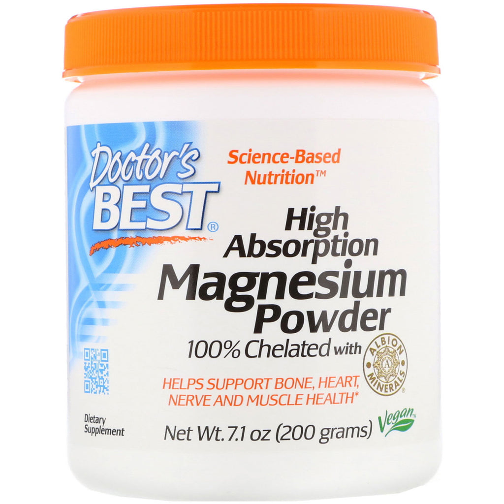 Doctor's Best, High Absorption Magnesium Powder 100% Chelated with Albion Minerals, 7.1 oz (200 g)