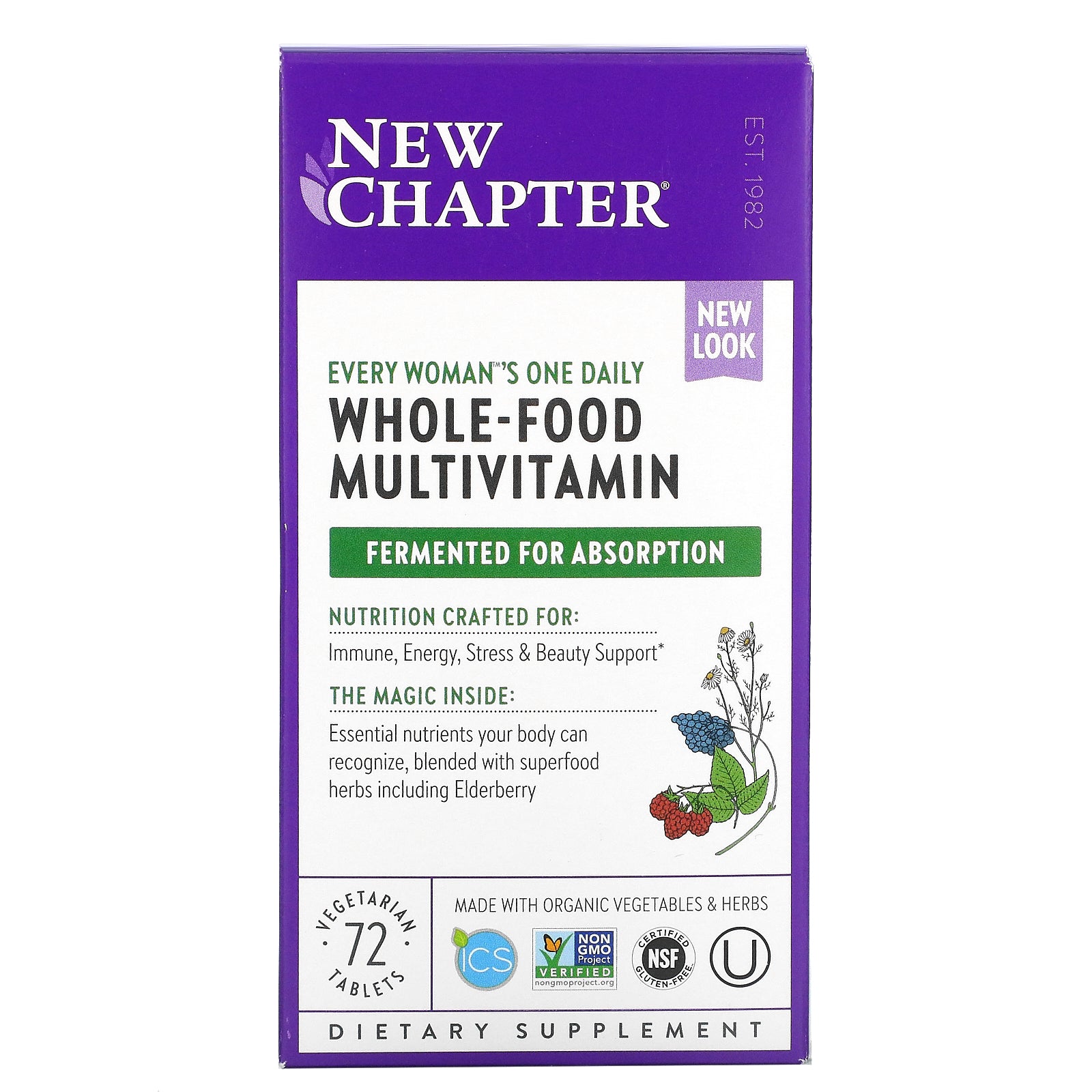 New Chapter, Every Woman's One Daily, Whole-Food Multivitamin, 72 Vegetarian Tablets
