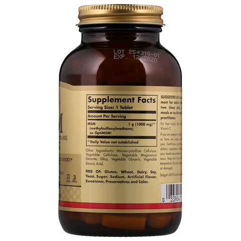 Solgar, MSM (Methylsulfonylmethane), 1,000 mg, 120 Tablets