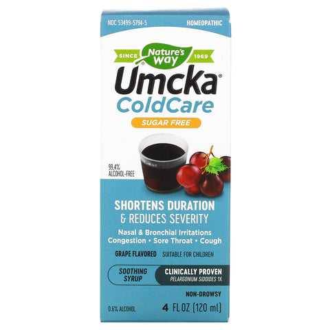 Nature's Way, Umcka ColdCare, Soothing Syrup, Sugar Free, Grape Flavored, 4 fl oz (120 ml)