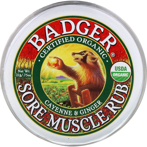 Badger Company, Sore Muscle Rub, Cayenne & Ginger, .75 oz (21 g)