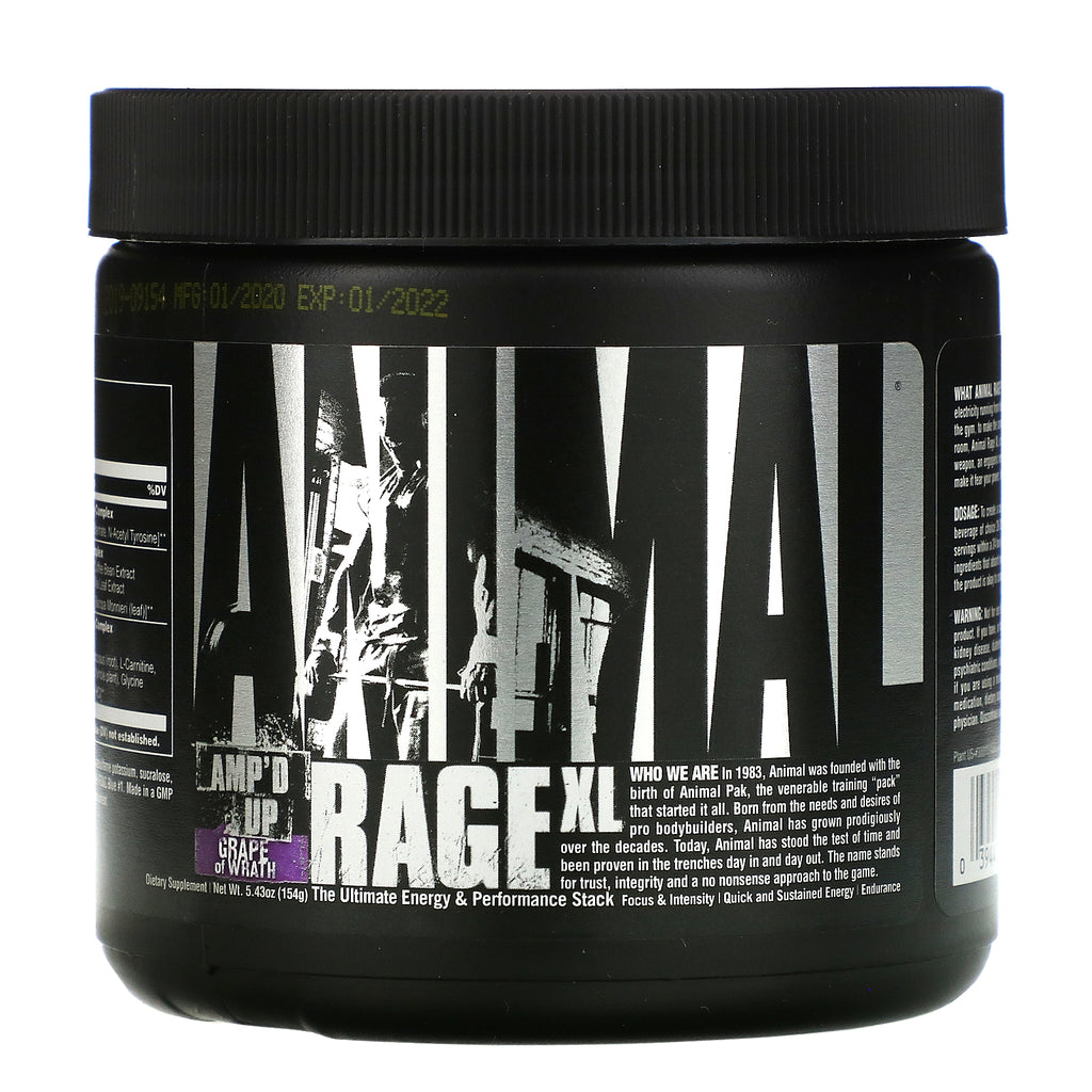 Universal Nutrition, Animal Rage XL, Amp'd Up, Grape of Wrath, 154 g
