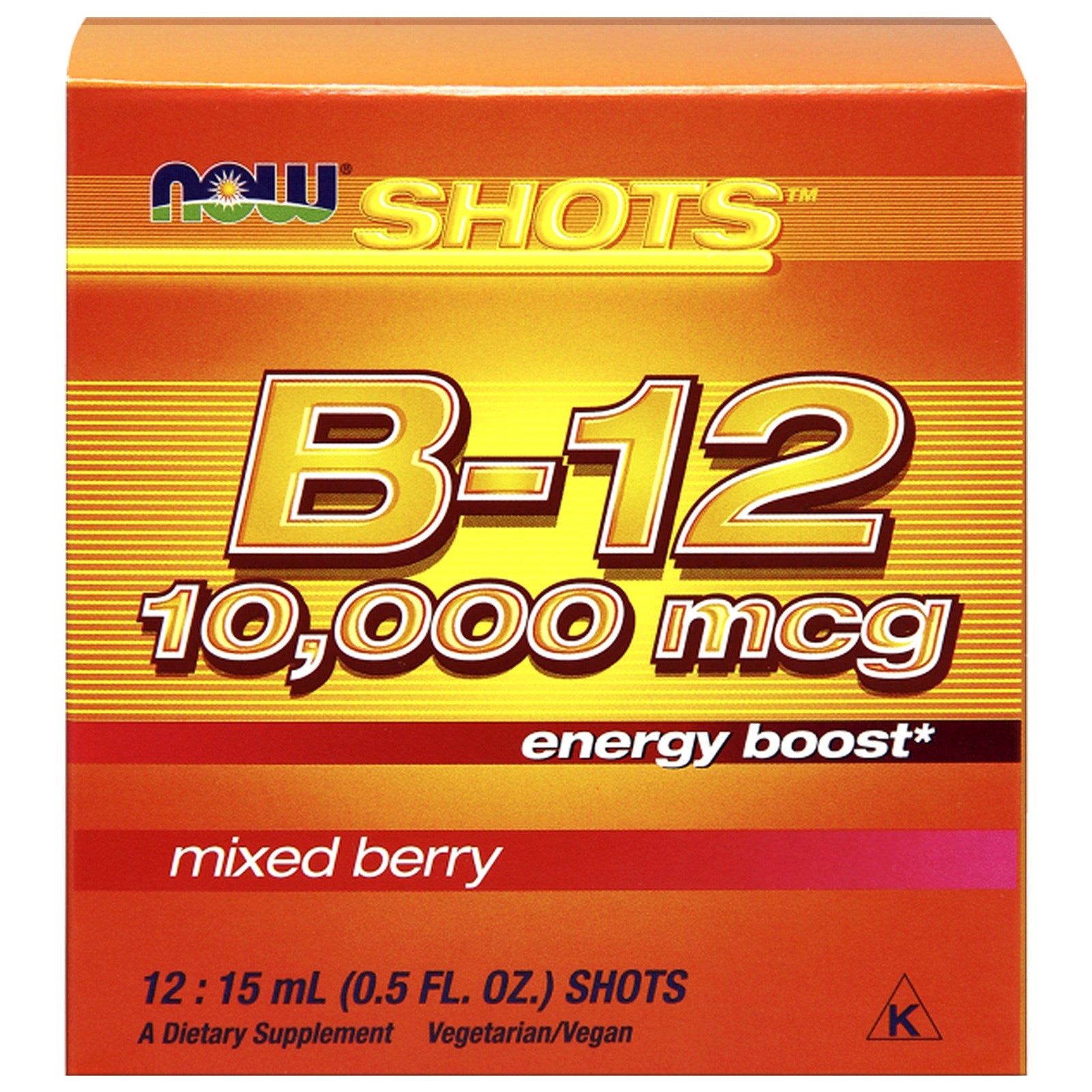 Now Foods, Shots, B-12, Mixed Berry , 10,000 mcg, 12 Shots, 0.5 fl oz (15 ml) Each