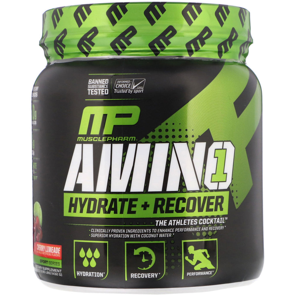 MusclePharm, Amino1, Hydrate + Recover, Cherry Limeade, 15.24 oz (432 g)