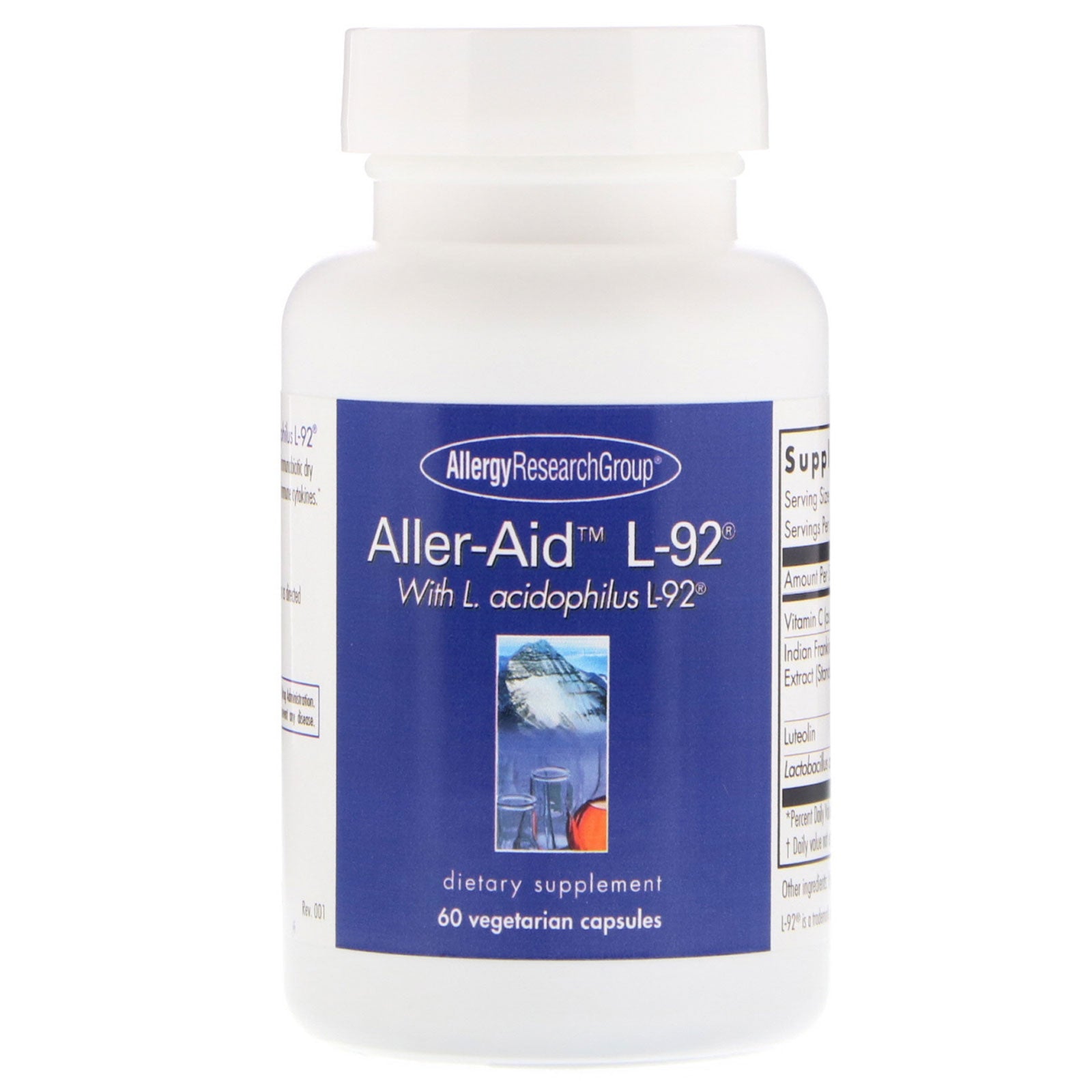 Allergy Research Group, Aller-Aid L-92 with L. Acidophilus L-92, 60 Vegetarian Capsules