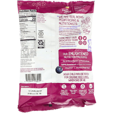 Happy Family s,  Rice Cakes, Puffed Rice Snack, Blueberry & Beet, 1.4 oz (40 g)