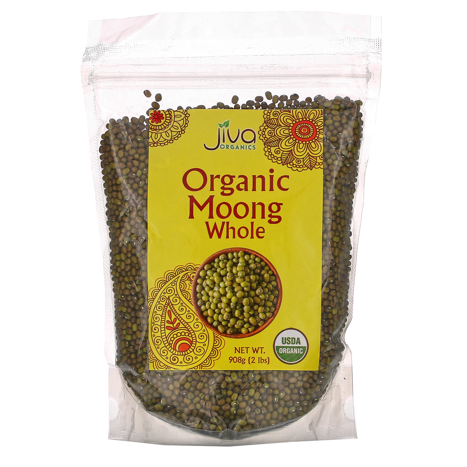 Jiva Organics, Organic Moong Whole, 2 lbs (908 g)