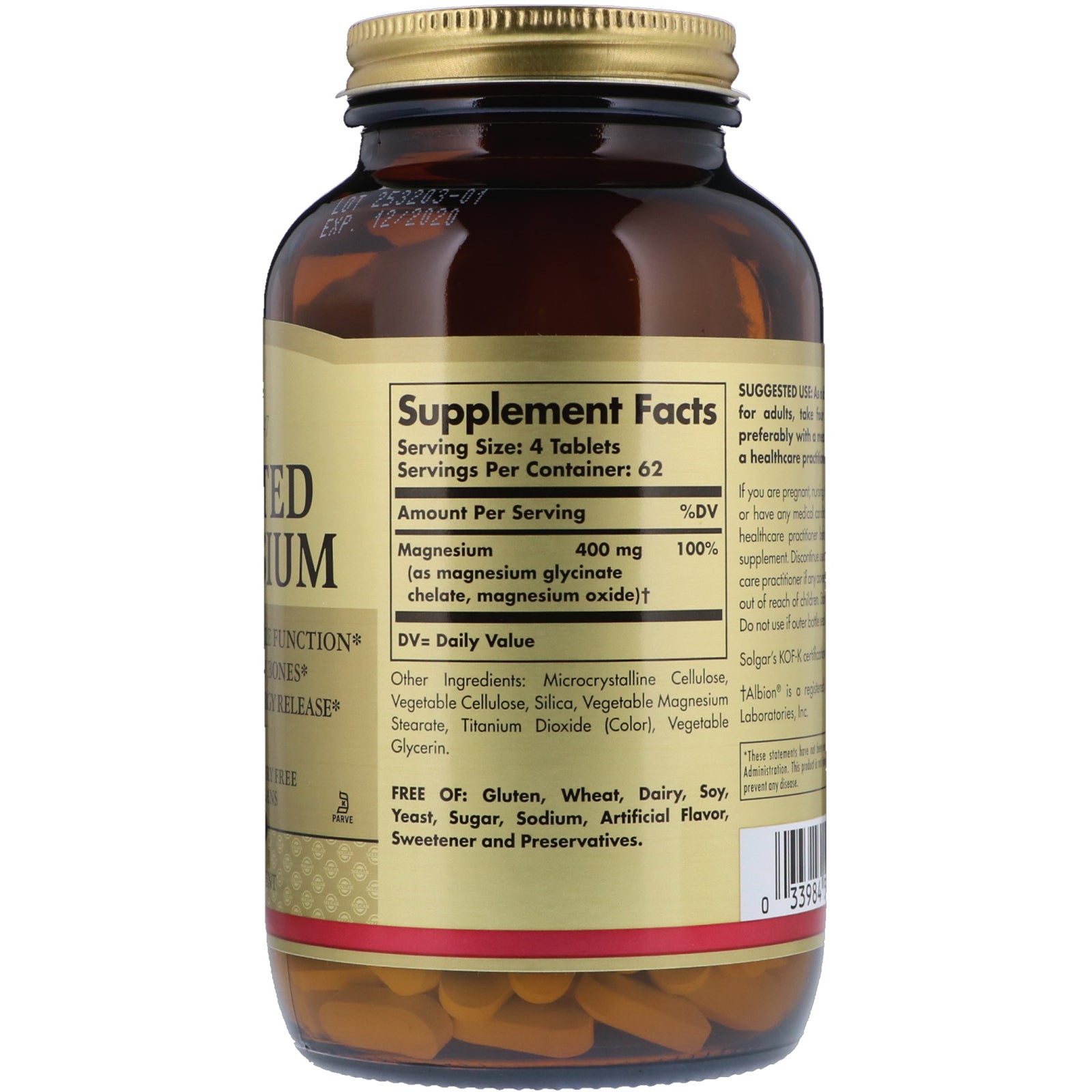 Solgar, Chelated Magnesium, 250 Tablets