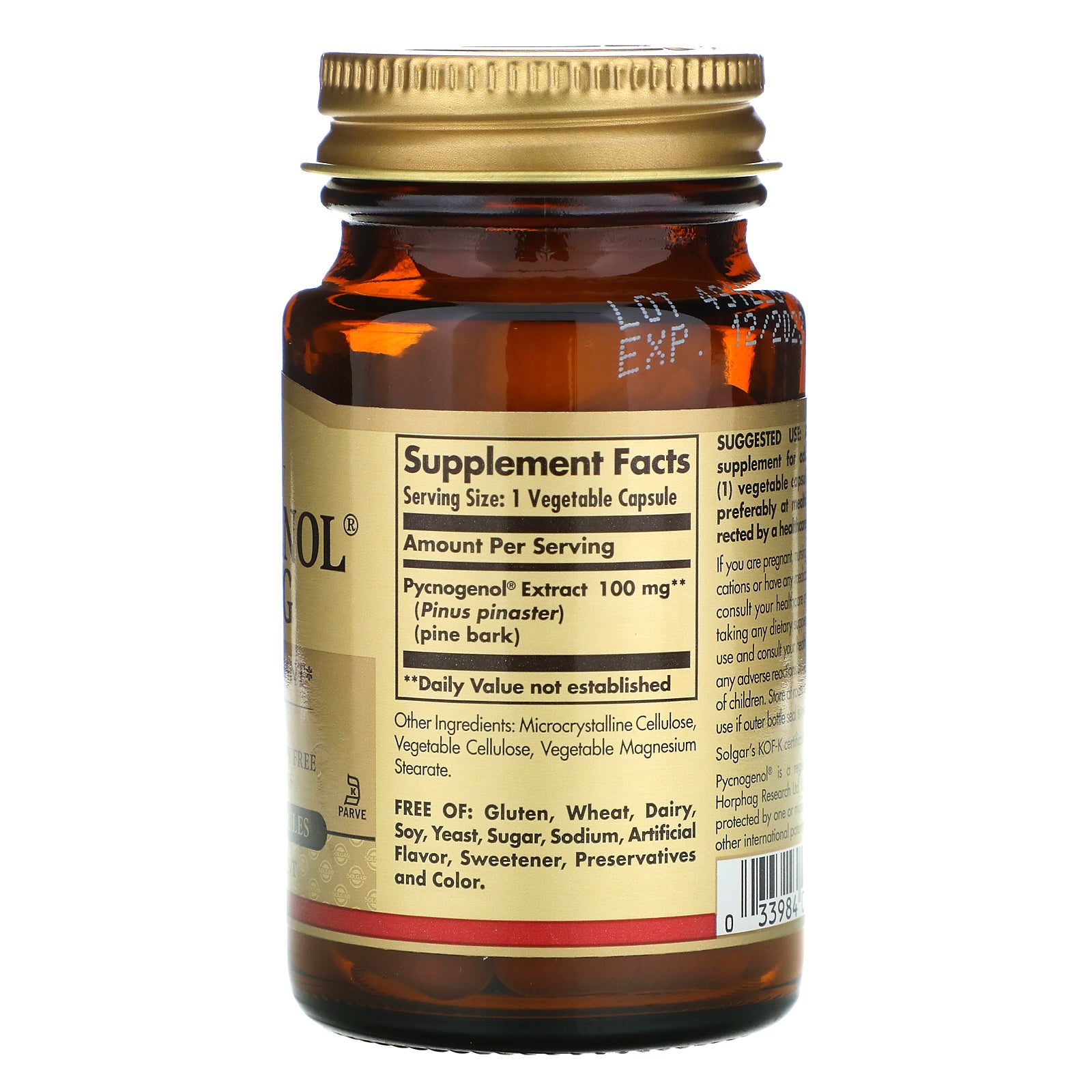 Solgar, Pycnogenol, 100 mg, 30 Vegetable Capsules
