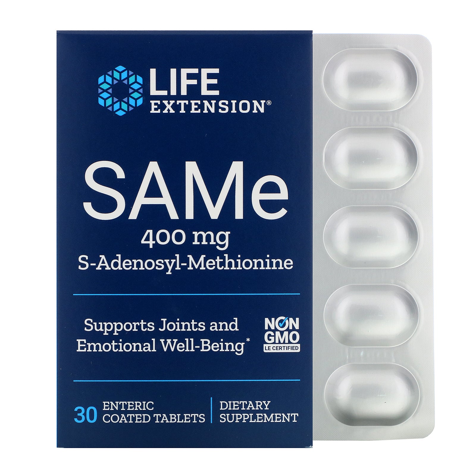Life Extension, SAMe, S-Adenosyl-Methionine, 400 mg, 30 Enteric Coated Tablets