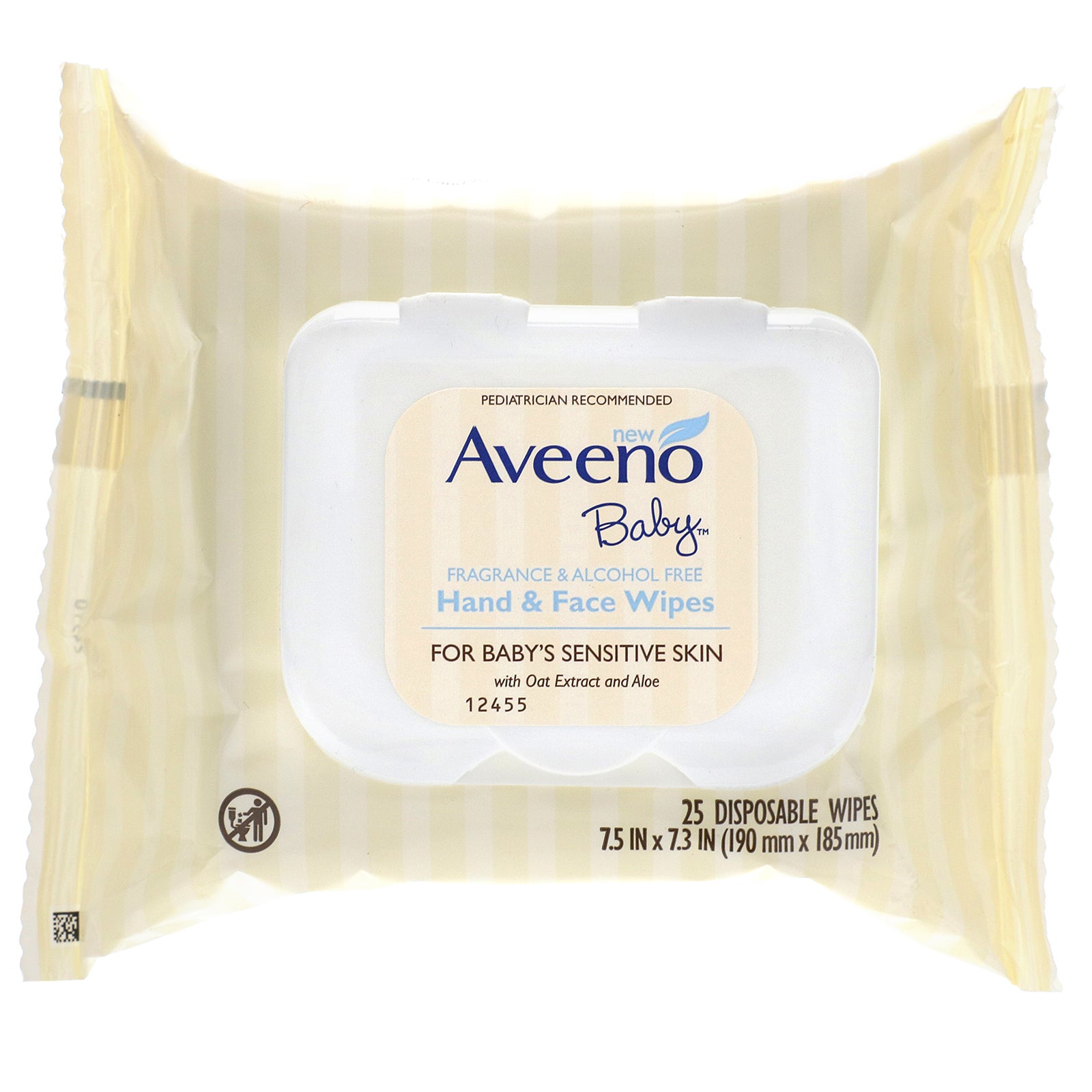 Aveeno, Baby Hand & Face Wipes, 25 Disposable Wipes