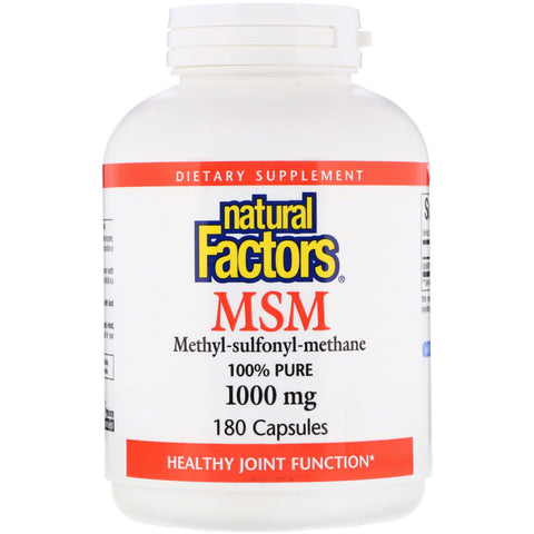 Natural Factors, MSM, Methyl-Sulfonyl-Methane, 1,000 mg, 180 Capsules