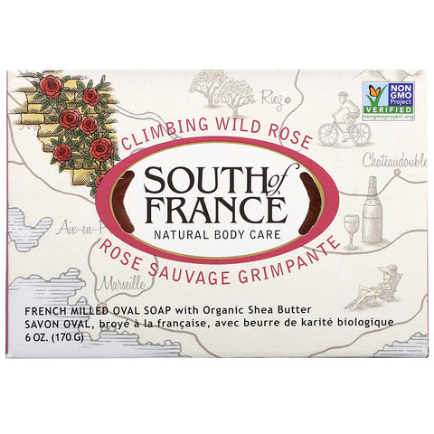 South of France, Climbing Wild Rose, French Milled Oval Soap with Organic Shea Butter, 6 oz (170 g)