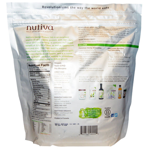 Nutiva,  Hemp Protein 15g, 3 lbs (1.36 kg)