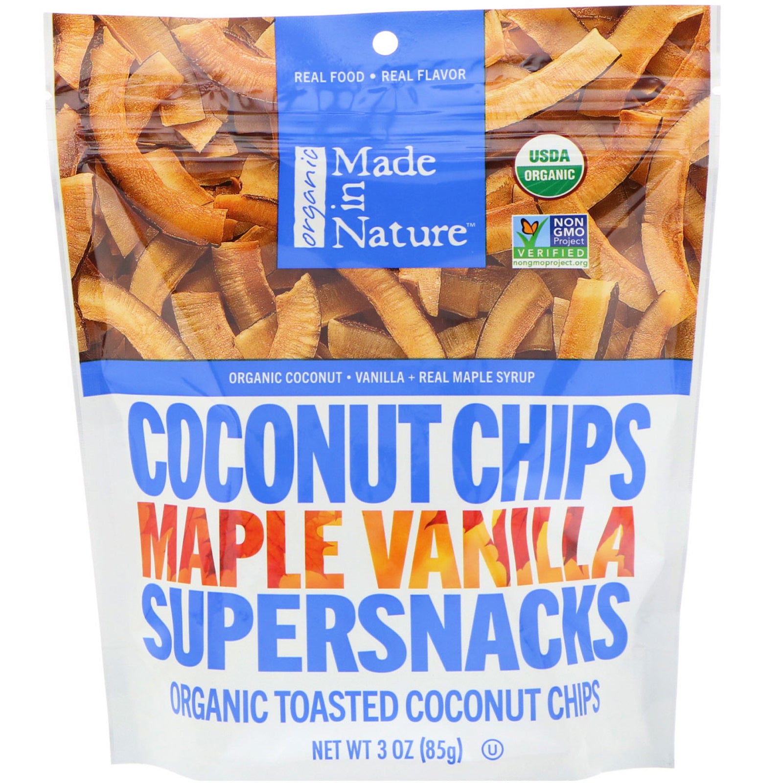 Made in Nature, Organic Coconut Chips, Maple Vanilla Supersnacks, 3 oz (85 g)
